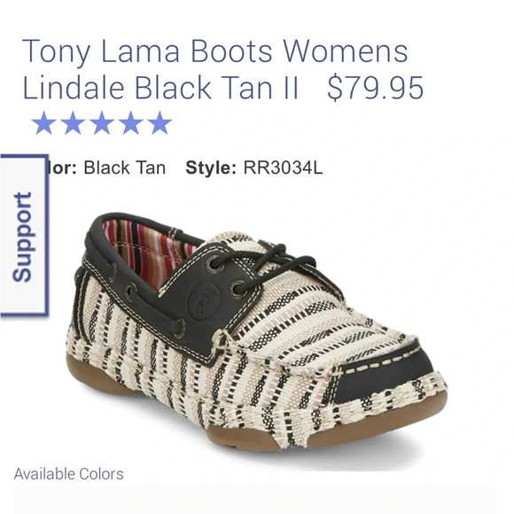 Tony Lama Boat Shoes Womens 6.5B Lindale Lace Up Black Tan Woven Flats‎ - Picture 13 of 14